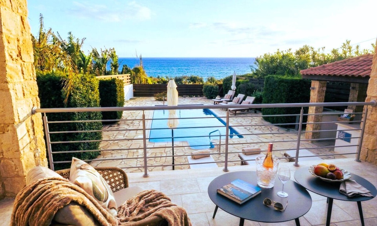 Kissonerga Villa | Beachfront Luxury Paphos Villa: 4BR, Private Pool, Hot Tub