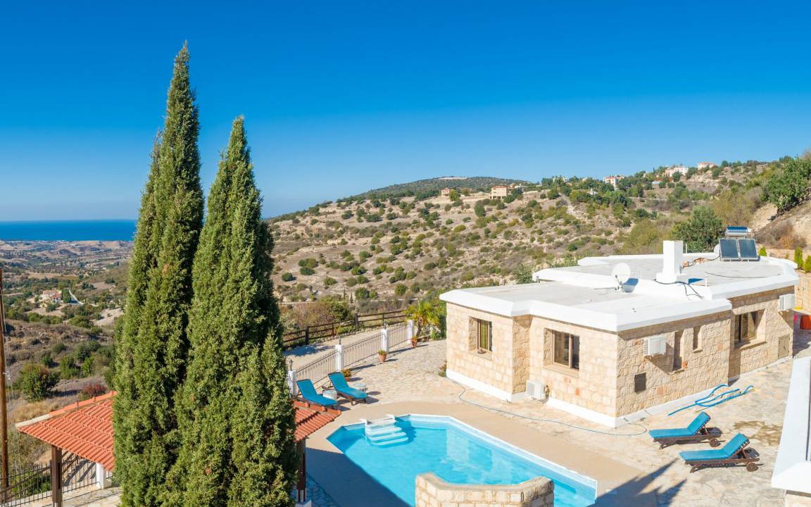 Peristerona Villa | Villa Heaven: Large Private Pool, Sea Views, A/C, WiFi, Eco-Friendly