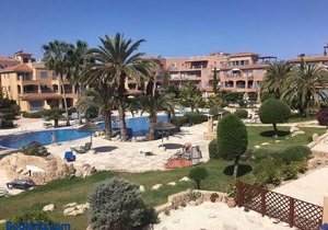Modern pool facing apartment in popular Limnaria Gardens in Paphos
