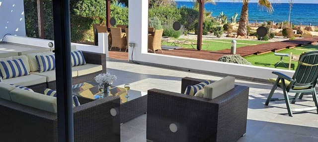 Luxury 5 bedroomed beach-front villa with amazing unobstructed sea views! in Ayia Thekla