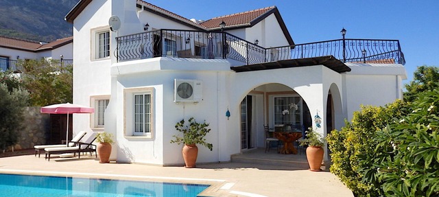 Luxury villa and private pool with spectacular mountain background and sea views in Lapta