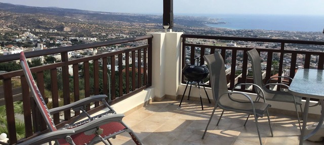 Stunning panoramic sea & mountain views from south facing balcony in Paphos