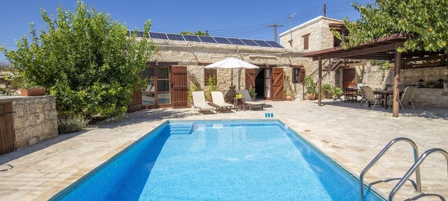 Traditional Stone Built Holiday Villa in Walled Courtyard with Private Pool in Paphos