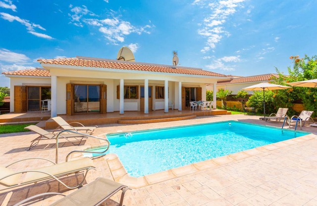 Achilles Beach Villa: Large Private Pool, Walk to Beach, Sea Views, A/C, WiFi, Car Not Required - 2050 in Poli Crysochous